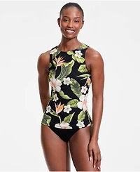 Lands' End Women's D-Cup Chlorine Resistant High Neck Upf 50 Modest Tankini Swimsuit Top