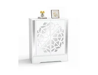 Slickblue Mirrored Shoe Cabinet 4-Tier Organizer with Large Drawer