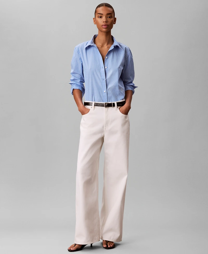 Calvin Klein Women's Regular Fit Long-Sleeve Collared Shirt