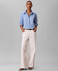 Calvin Klein Women's Regular Fit Long-Sleeve Collared Shirt
