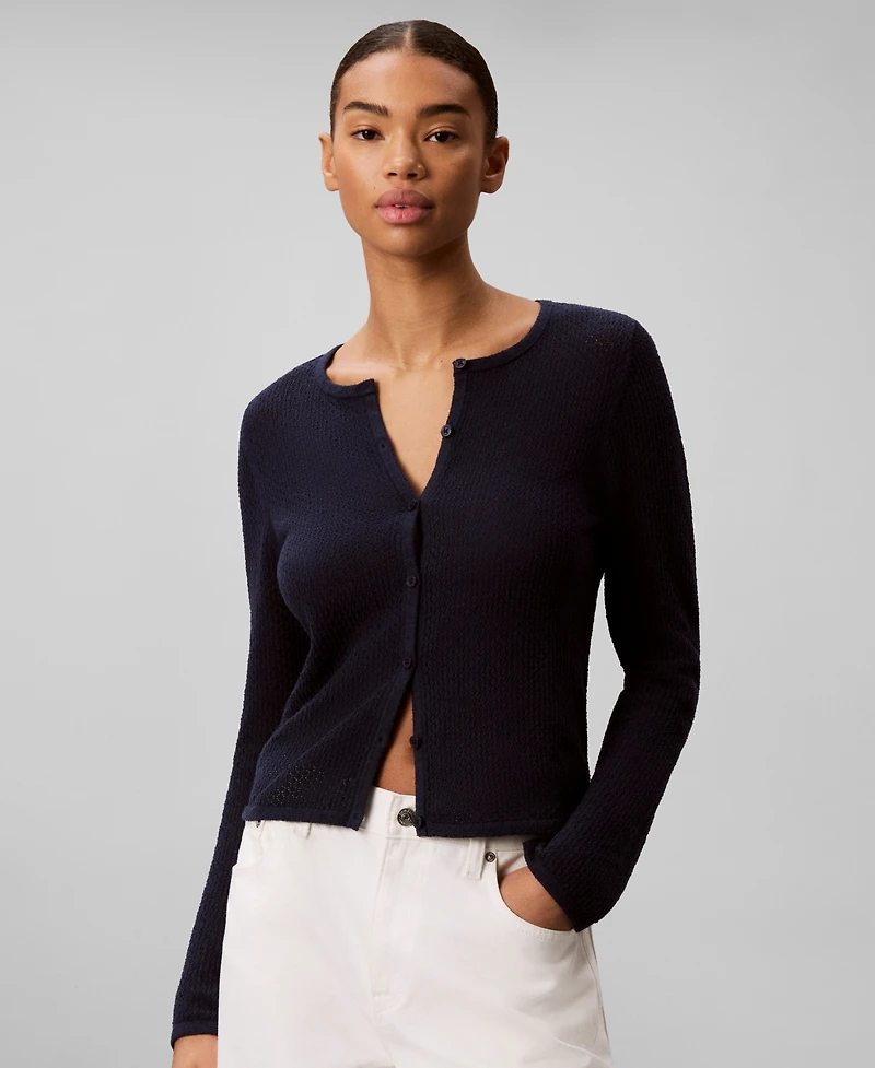 Calvin Klein Women's Slim-Fit Crew-Neck Cardigan