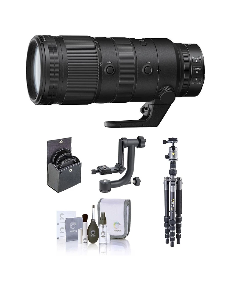 Nikon Nikkor Z 70-200mm f/2.8 Vr S Lens for Nikon Z, Bundle with Veo 3 Go 235AB 23mm 5-Section Aluminum Travel Tripod with T-50 Ball Head, Gimbal