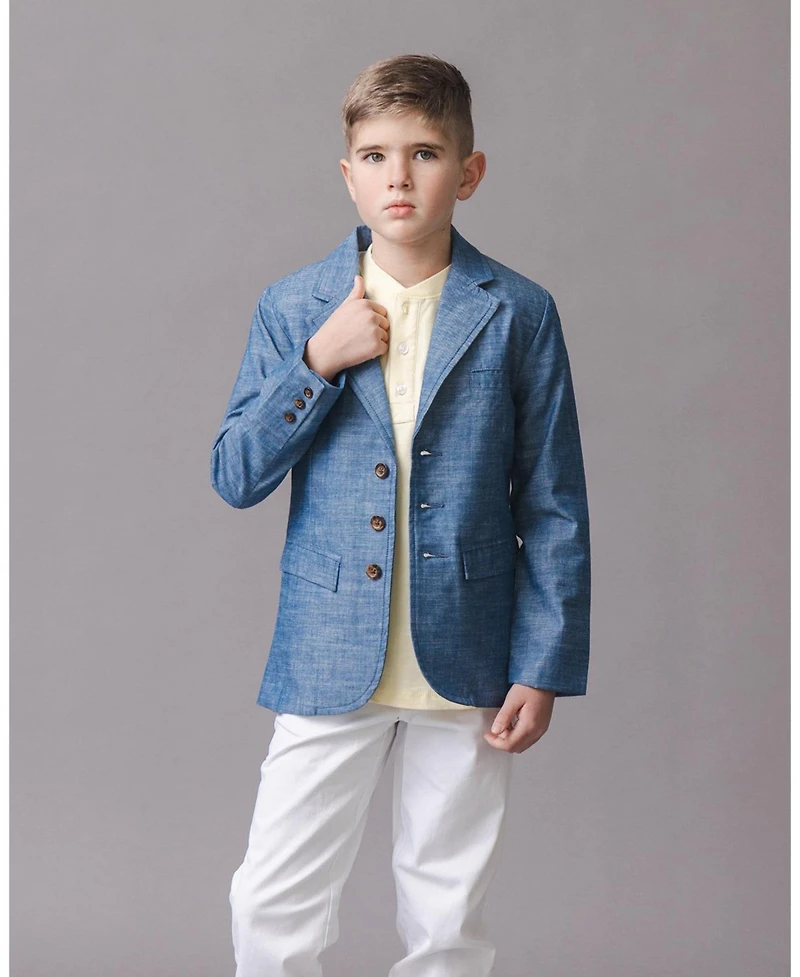 Hope & Henry Little Boys Classic Organic Chambray Suit Jacket