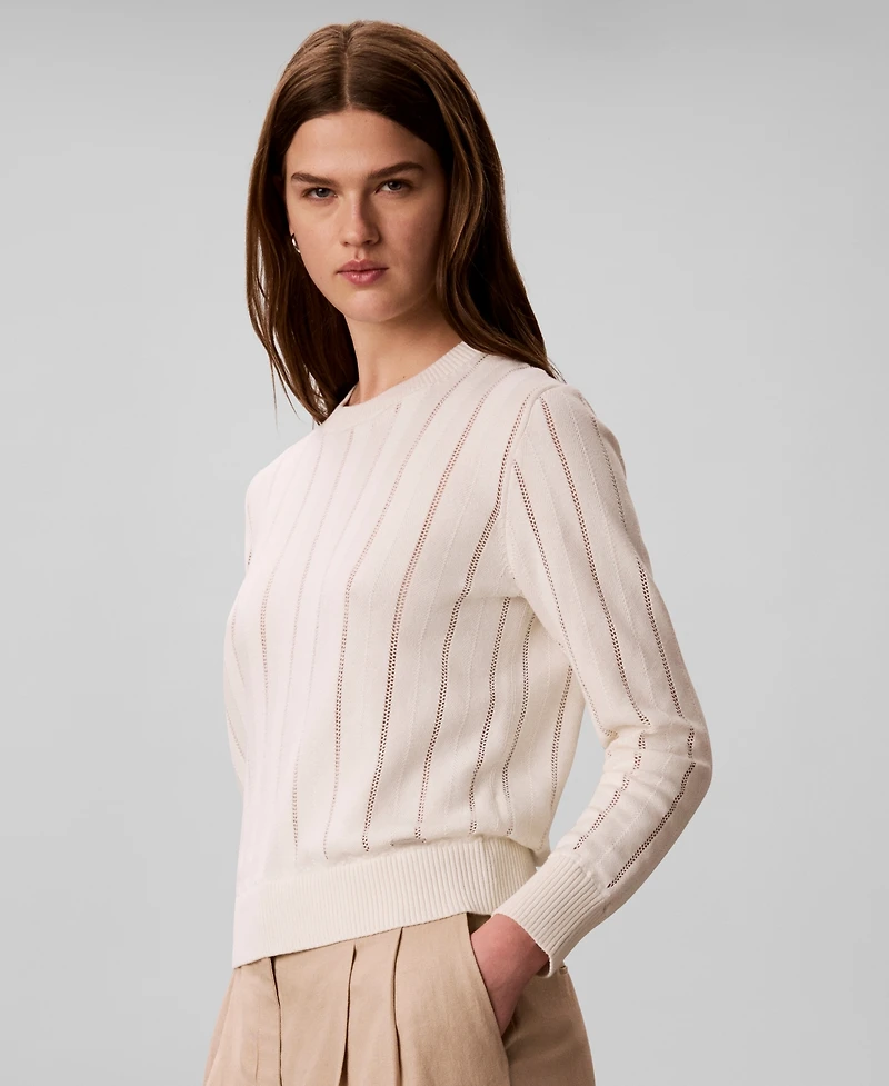 Calvin Klein Women's Long-Sleeve Relaxed-Fit Crew-Neck Sweater