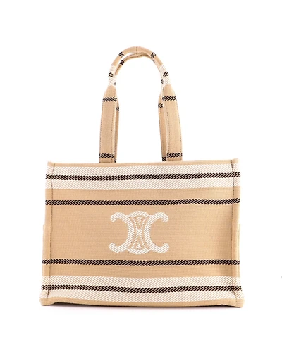 Pre-Owned Celine Large Cabas Thais Tote Triomphe Striped Jacquard Textile