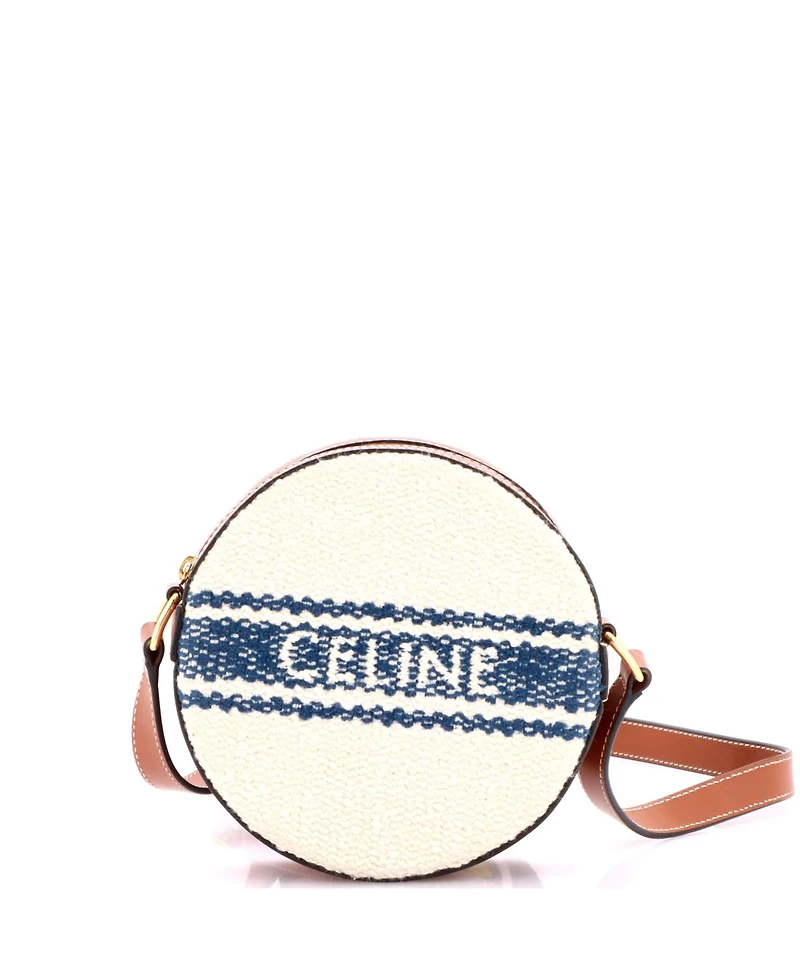 Pre-Owned Celine Plein Soleil Round Purse on Strap Canvas with Leather