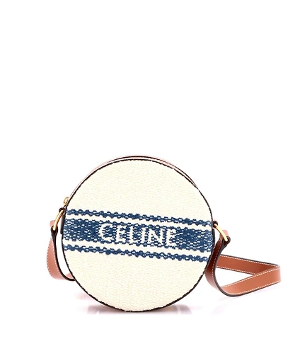 Pre-Owned Celine Plein Soleil Round Purse on Strap Canvas with Leather