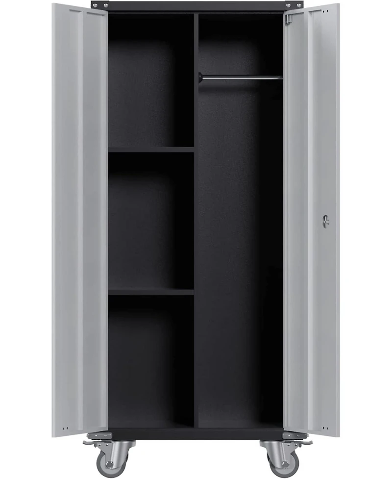 gaomon 71 Inches Tall Heavy-Duty Lockable Metal Storage Cabinet with 360° Wheels, Steel Cabinet with Adjustable Shelves & Doors