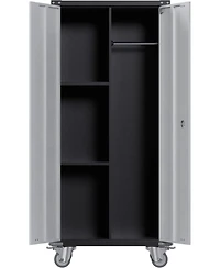gaomon 71 Inches Tall Heavy-Duty Lockable Metal Storage Cabinet with 360° Wheels, Steel Cabinet with Adjustable Shelves & Doors