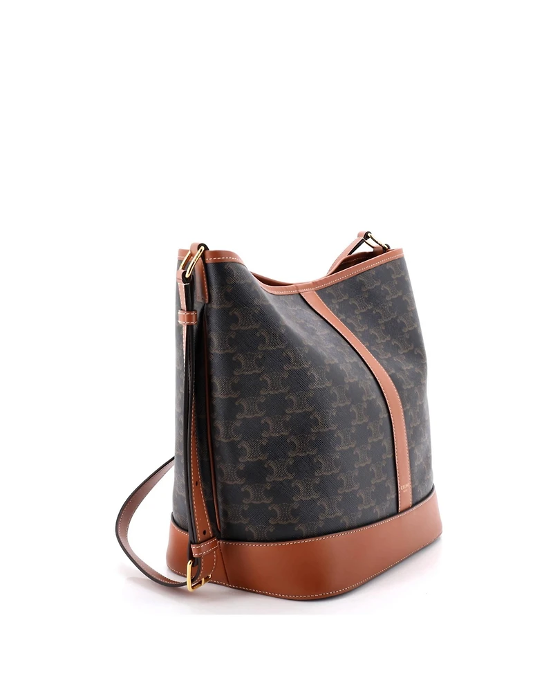 Pre-Owned Celine Medium Bucket Bag Triomphe Coated Canvas