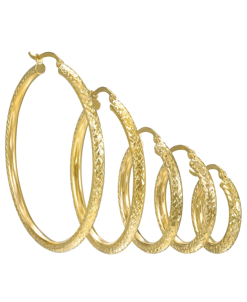 Macy's Diamond Cut Hoop Earrings in 10k Yellow Gold
