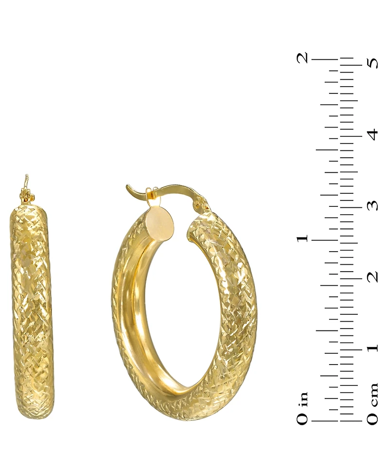 Macy's Diamond Cut Hoop Earrings in 10k Yellow Gold