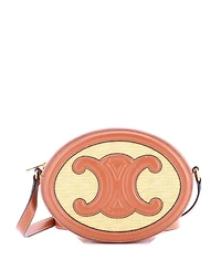 Pre-Owned Celine Triomphe Oval Crossbody Bag Straw and Leather