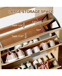 gaomon Slim Modern Fluted Shoe Cabinet with 3 Flip Drawers and 2 Top Drawers