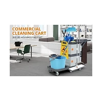 gaomon Commercial Janitorial Cart with Cabinet, Multi Purpose 3 Ply Plastic Housekeeping Cart with 30 Gallon Bag, 200 lbs Utility Cart