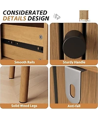 gaomon 4 Drawer Dressers Set of 2, Chest of Drawers for Bedroom, Nightstand, Spacious Storage Boho Wicker Dresser with Matte Handles