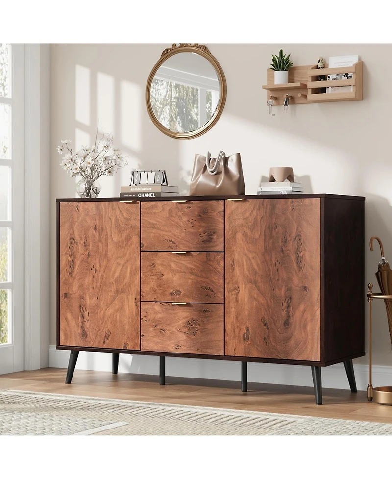 gaomon 51.2" Sideboard Buffet Cabinet, Farmhouse Kitchen Cabinet with Storage, Burl Texture, Coffee Bar