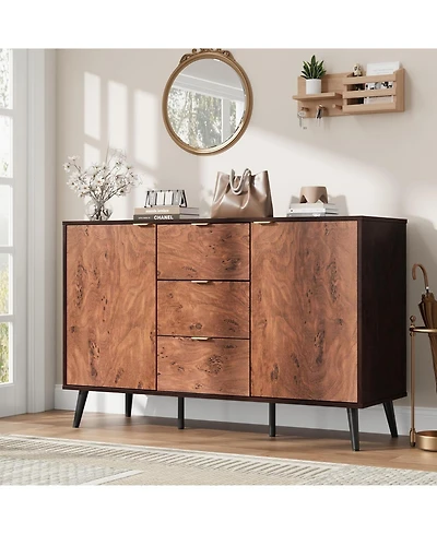 gaomon 51.2" Sideboard Buffet Cabinet, Farmhouse Kitchen Cabinet with Storage, Burl Texture, Coffee Bar