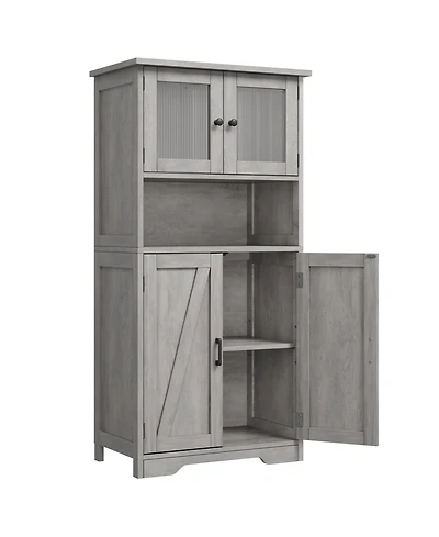 gaomon Storage Cabinets, 54 Inch Tall Hutch Bar Cabinet with Glass Doors and Adjustable Shelves