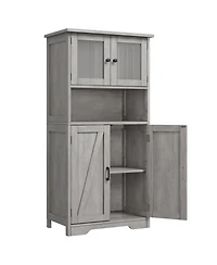 gaomon Storage Cabinets, 54 Inch Tall Hutch Bar Cabinet with Glass Doors and Adjustable Shelves