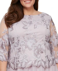 Alex Evenings Plus Boat Neck Midi Dress