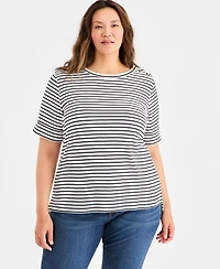 Style & Co Plus Cuffed Elbow-Sleeve Top, Macy's Exclusive