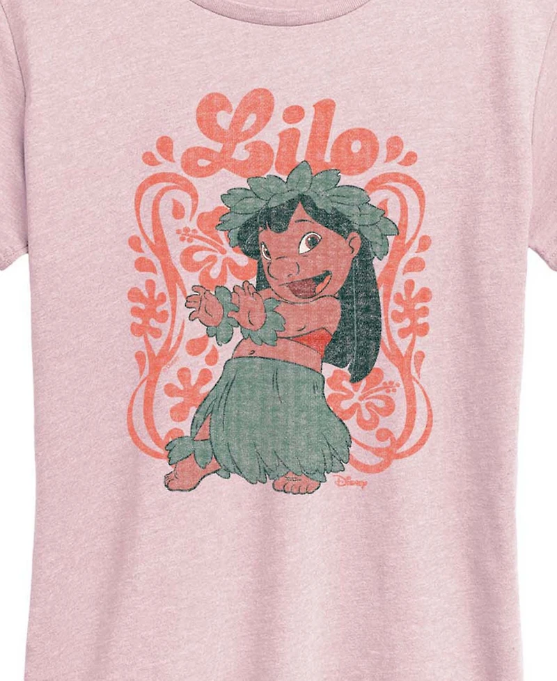 Hybrid Apparel Plus Lilo Stitch Floral Frame Graphic T-Shirt