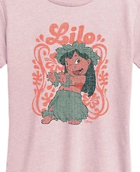 Hybrid Apparel Plus Lilo Stitch Floral Frame Graphic T-Shirt