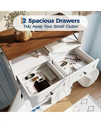 gaomon Shoe Storage Cabinet with Doors and Drawers, Freestanding Narrow Shoe Rack with Adjustable Shelves, Modern Farmhouse Entryway Storage Organizer