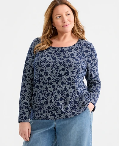 Style & Co Plus Size Negative Lines Scoop-Neck Top, Macy's Exclusive
