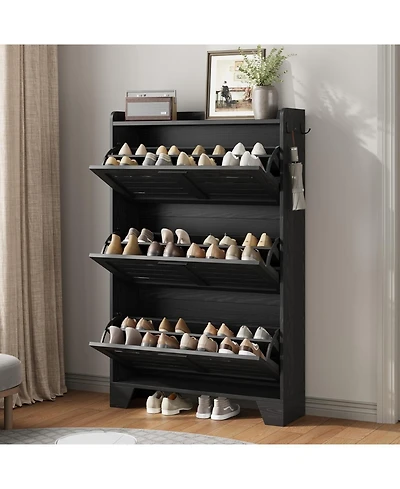 gaomon Shoe Cabinet Storage for Entryway, Narrow with Flip Drawers, Freestanding Hidden Slim Organizer