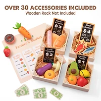 Tiny Land Play Kitchen Accessories – Wooden Play Food for Play Kitchen: Pretend Cooking Set for Kids