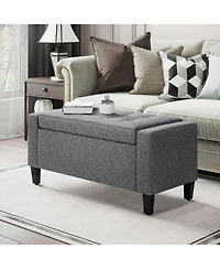 Boyel Living Linen Upholstered Storage Ottoman with Lift Top and Button Tufting