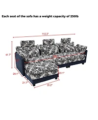 Homsee 4-Piece L-Shaped Sectional Sofa with Ottoman, High Headrest Design