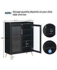 gaomon 5-Tier Shoe Storage Cabinet with Glass Doors & Sturdy Support Legs, Multi-Functional Organizer