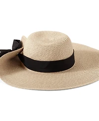 Lands' End Facesaver Wide Brim Straw Hat with Scarf