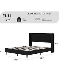 gaomon Full Upholstered Bed Frame with Wingback Headboard, Platform Bed with Wood Slats Support, No Box Spring