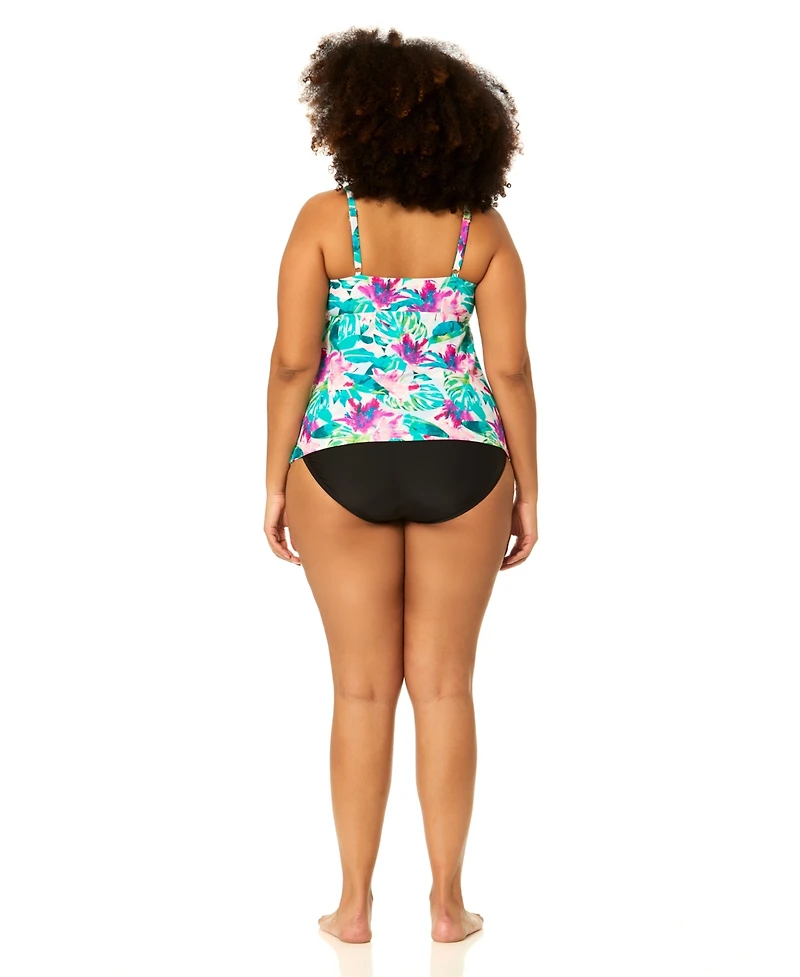 Raisins Curve Plus Underwire Aries Floral Print Swim Tankini Top