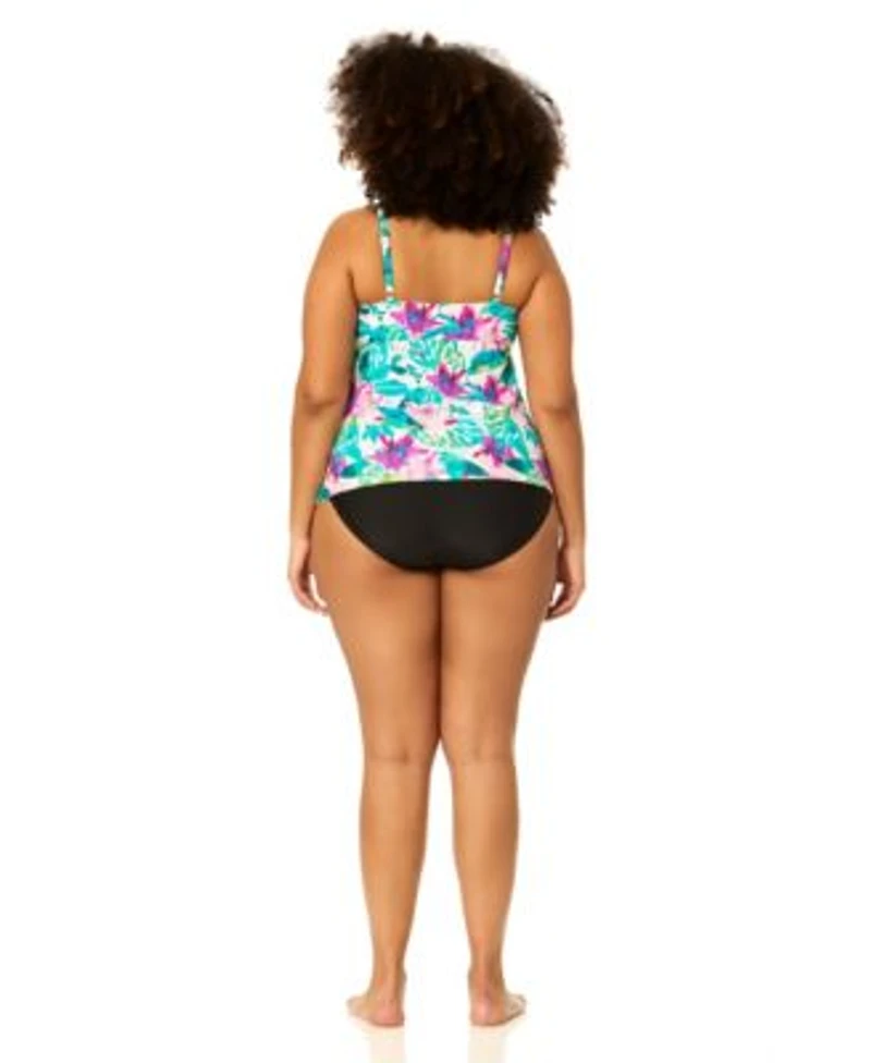 Raisins Curve Plus Size Underwire Aries Floral Print Swim Tankini Top Bottoms