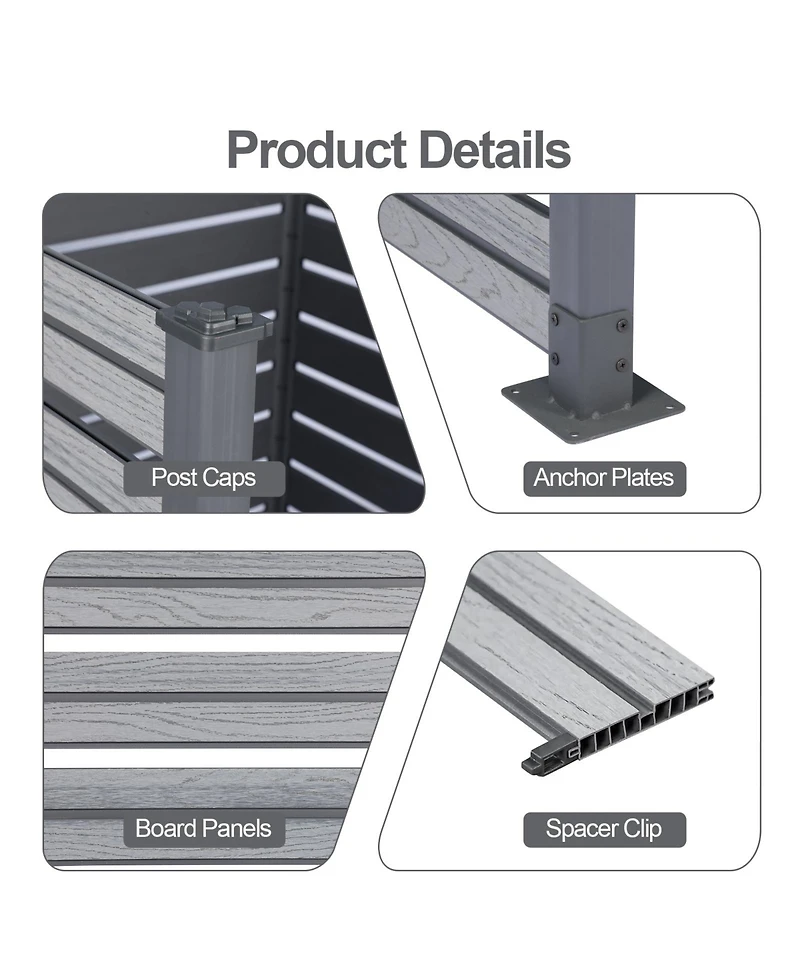 Aoodor Patio Privacy Screen 49''W x 50''H Air Conditioner Fence, Panels Trash Can and Pool Equipment Enclosure