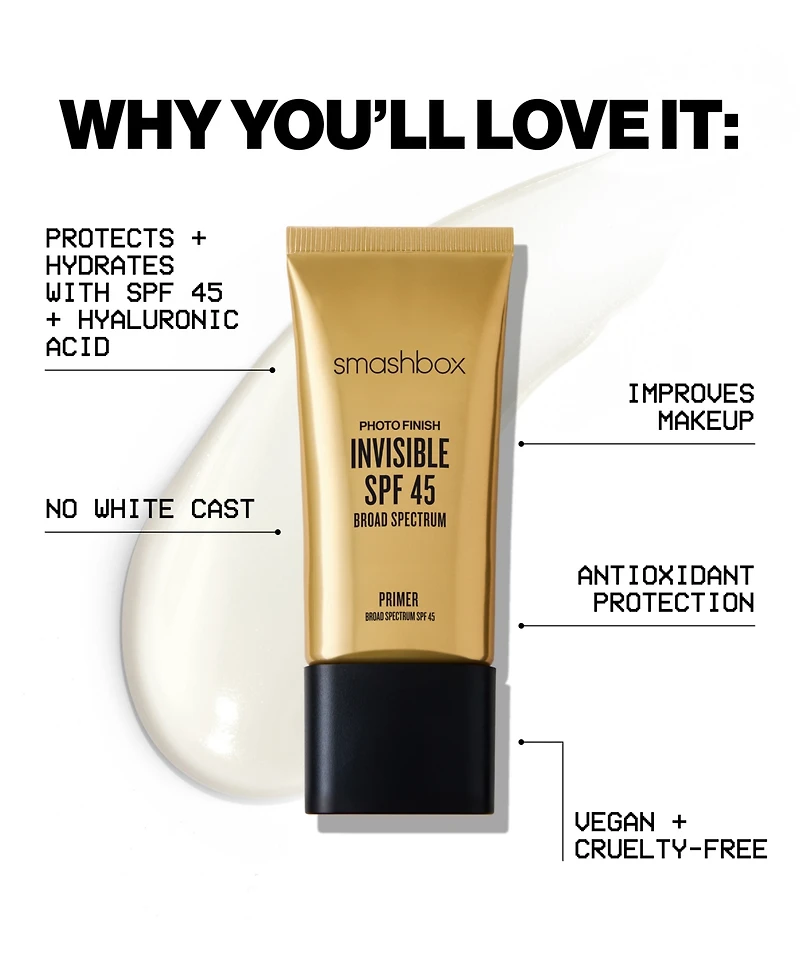 Smashbox Photo Finish Invisible Spf 45 Broad Spectrum Primer, 0.3 oz.