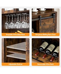 gaomon 70'' Tall Farmhouse Coffee Bar Cabinet, Kitchen Hutch Storage with Sliding Barn Door