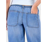 Celebrity Pink Juniors' Light-Weight Wide-Leg Drawstring Jeans