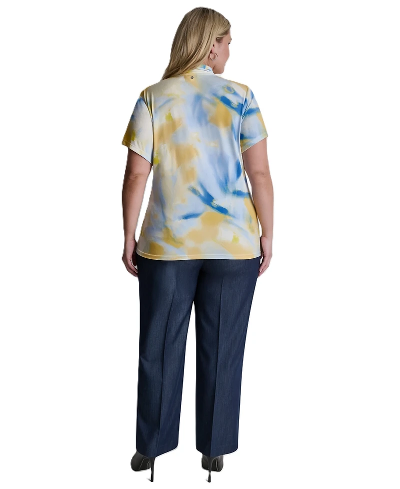 Dkny Plus V-Neck Short-Sleeve Wrap Top