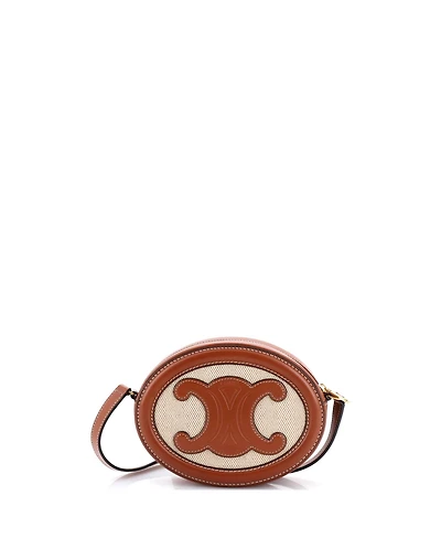 Pre-Owned Celine Triomphe Oval Crossbody Bag Canvas and Leather