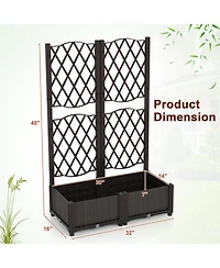 Gymax 2PCS Raised Garden Bed w/Trellis Planter Box for Climbing Plants 32'' x 16'' x 48''