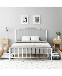 gaomon Size Bed Frame with 4 Platform Bed Frame with Headboard, Strong Metal Platform Non-Slip Without Noise Mattress Foundation