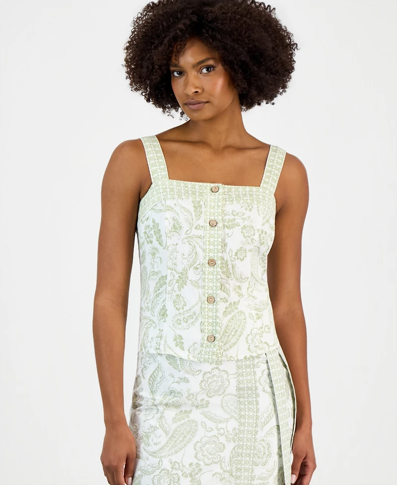 Vince Camuto Women's Square-Neck Button-Down Top