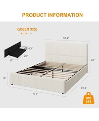 gaomon Queen Upholstered Platform Bed Frame with Headboard & Storage Drawers, Noise Free Design, Easy Assembly