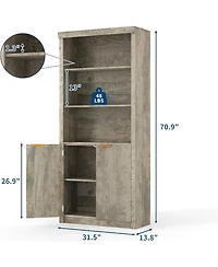 Gaomon tall wooden bookcase with doors, 5 shelves, adjustable top shelf, and large storage cabinet—modern design for home or office.
